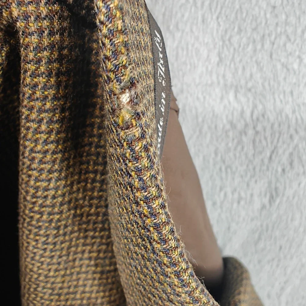 Canali Blazer Mens 44 Brown Micro Check Two Button Wool Sport Coat Italy